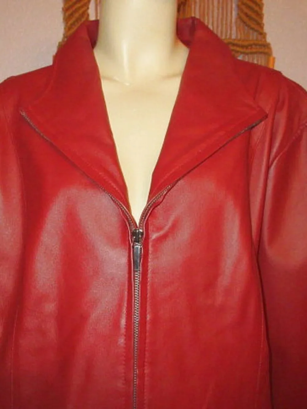 Vtg East 5th Red Nappa Leather Jacket Size 3X Pockets Car Coat Old Money 90s Y2K